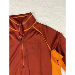 REI Men's Quarter Zip Long Sleeve Pullover Shirt Rust Orange Size Medium